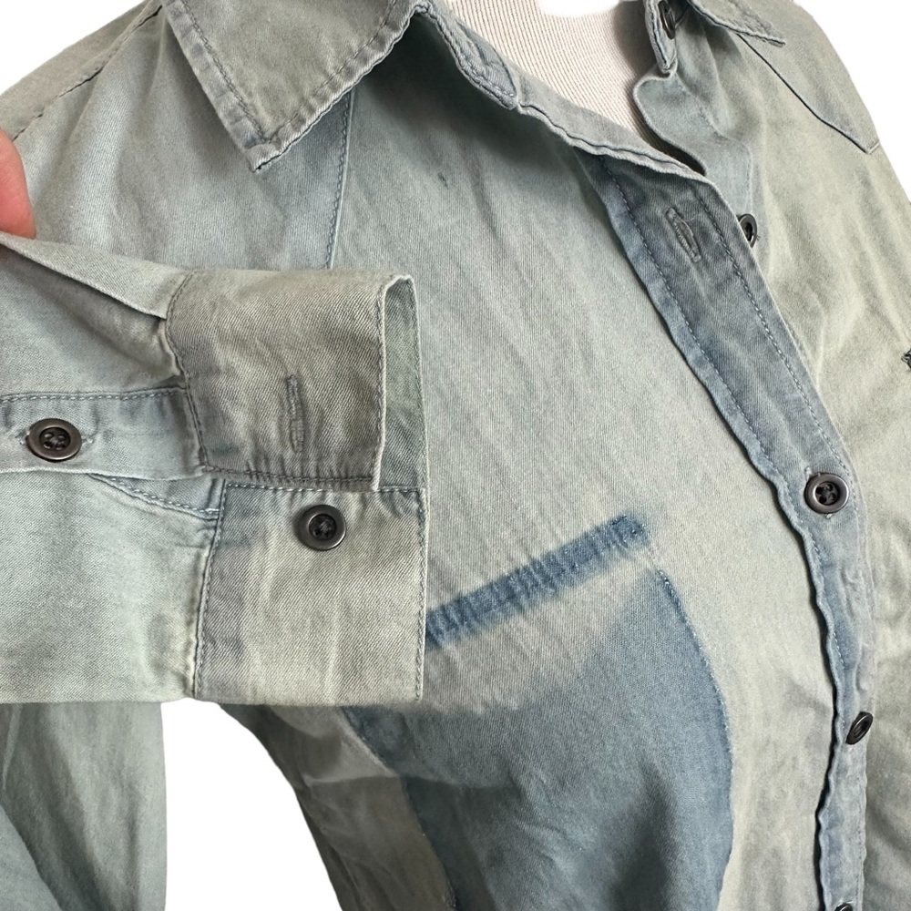 Lovestitch Washed Chambray Button Front Shirt - Picture 3 of 6
